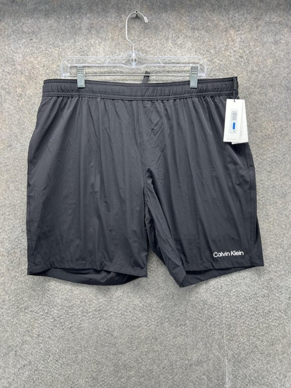 Calvin Klein Swim Trunks Mens XL Black Solid Lined Quick Dry Elastic Waist